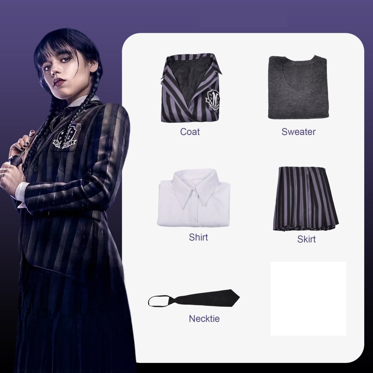 Wednesday Addams Costume. Nevermore Academy Uniform