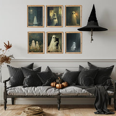 Whimsical Ghost Halloween Wall Decor Set of 6, Unframed