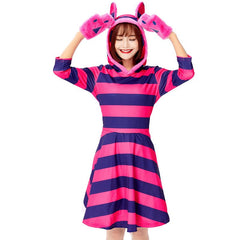 Womens Cheshire Cat Dress Costume Alice in Wonderland