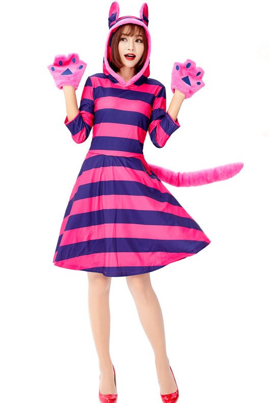 Womens Cheshire Cat Dress Costume Alice in Wonderland